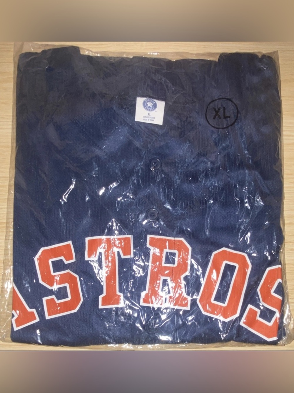 Navy Blue Varsity Button-Up Top with Orange Lettering